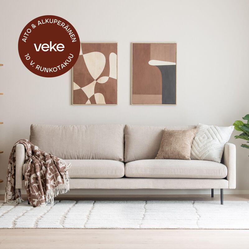 Scandic Copenhagen 3,5-istuttava sohva hiekka Verdon 281, mustat jalat